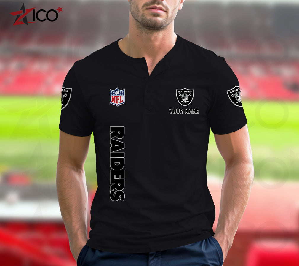 Las Vegas Raiders Henley Short Sleeve T-Shirt Trending 2025 AZTG2DHS000049
