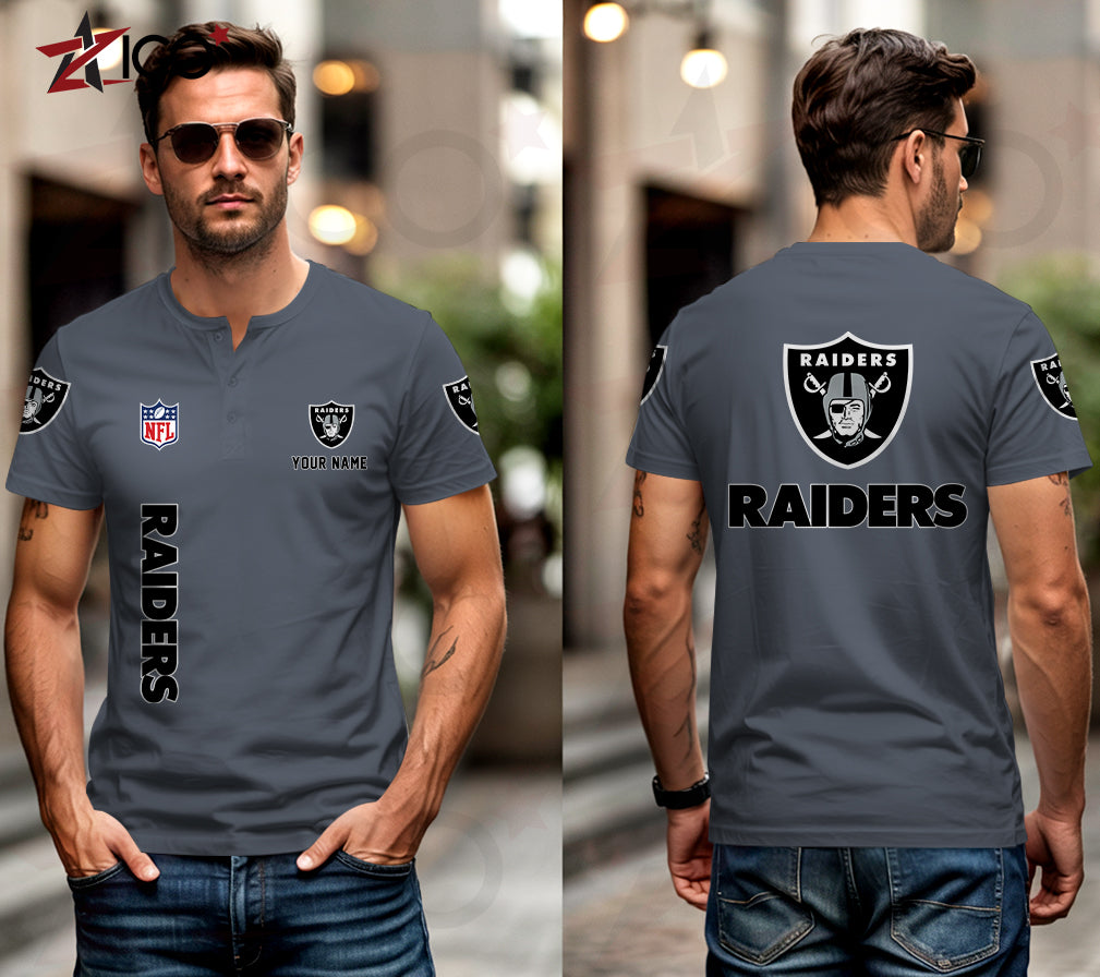 Las Vegas Raiders Henley Short Sleeve T-Shirt Trending 2025 AZTG2DHS000049