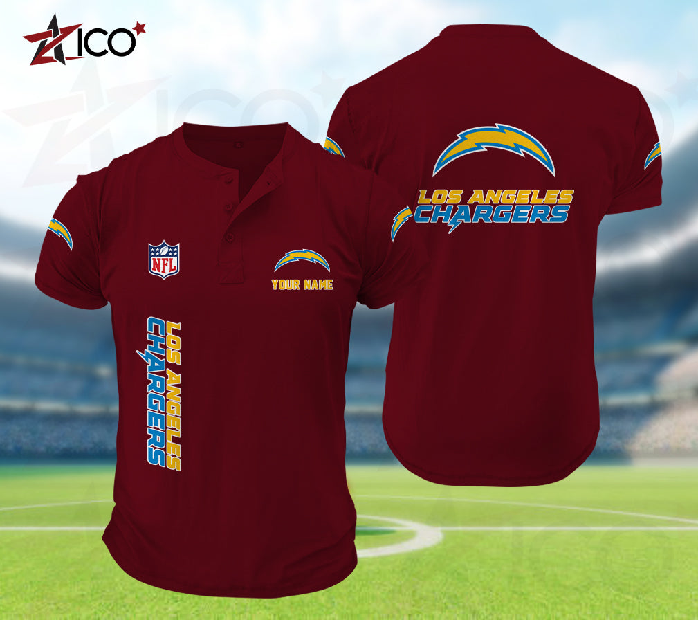 Los Angeles Chargers Henley Short Sleeve T-Shirt Trending 2025 AZTG2DHS000050