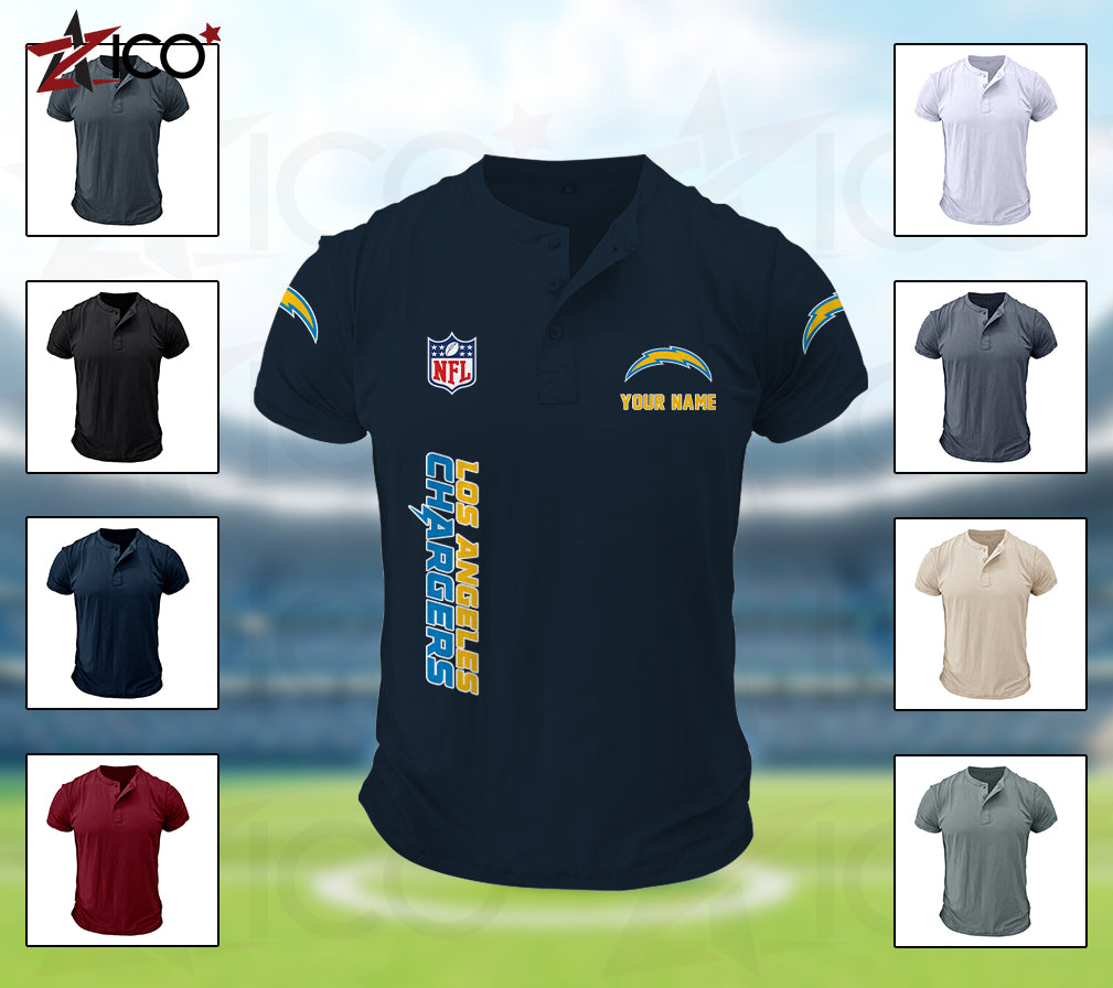 Los Angeles Chargers Henley Short Sleeve T-Shirt Trending 2025 AZTG2DHS000050