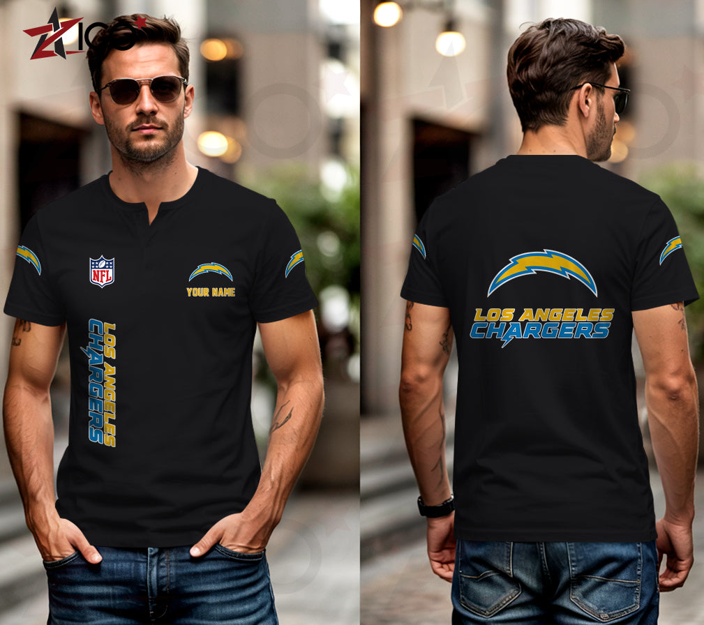 Los Angeles Chargers Henley Short Sleeve T-Shirt Trending 2025 AZTG2DHS000050