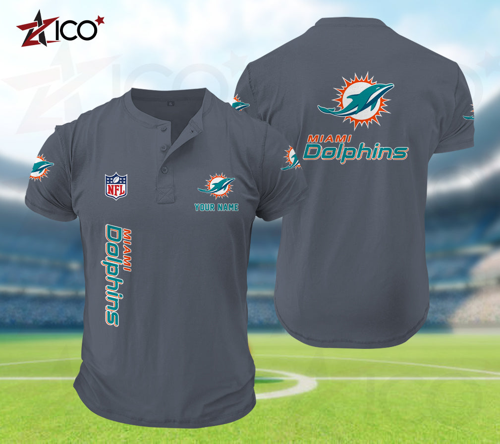 Miami Dolphins Henley Short Sleeve T-Shirt Trending 2025 AZTG2DHS000052