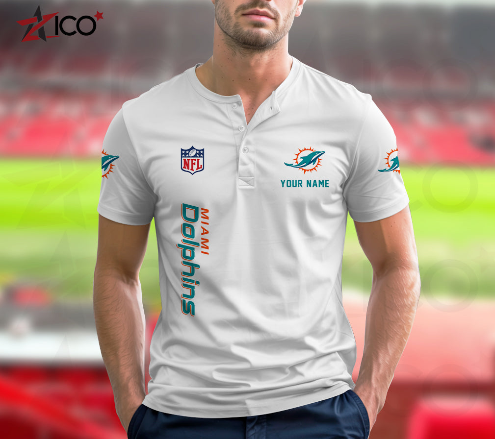 Miami Dolphins Henley Short Sleeve T-Shirt Trending 2025 AZTG2DHS000052