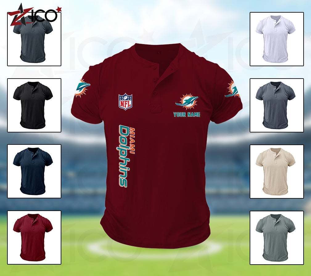 Miami Dolphins Henley Short Sleeve T-Shirt Trending 2025 AZTG2DHS000052
