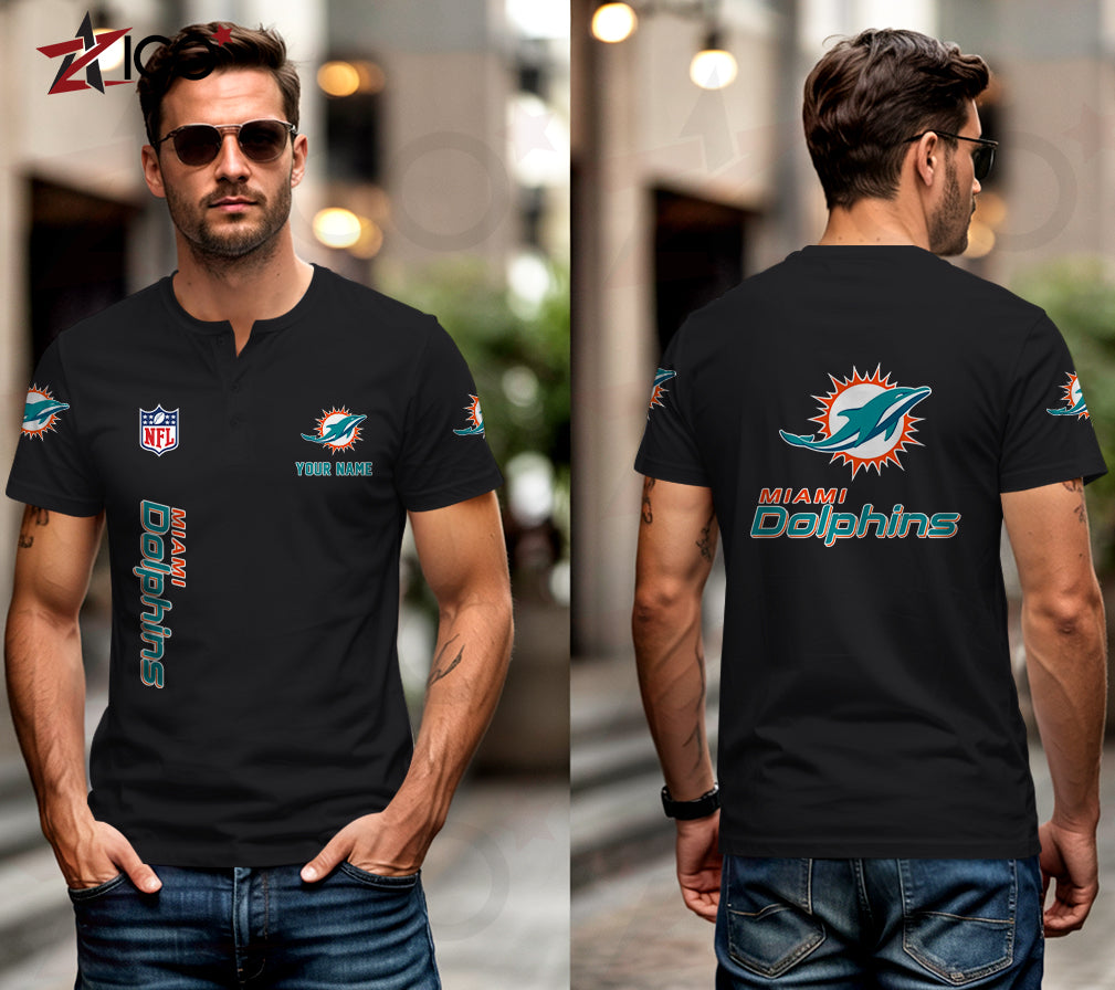 Miami Dolphins Henley Short Sleeve T-Shirt Trending 2025 AZTG2DHS000052