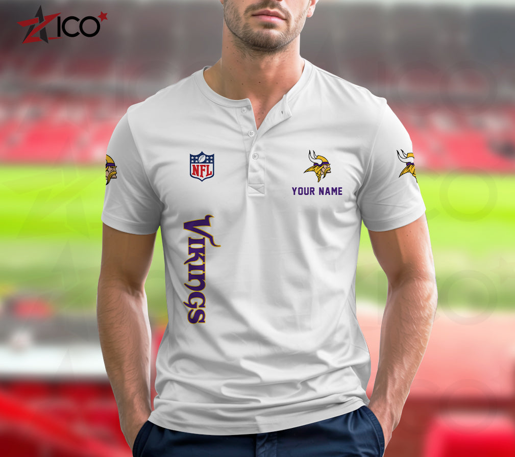 Minnesota Vikings Henley Short Sleeve T-Shirt Trending 2025 AZTG2DHS000053
