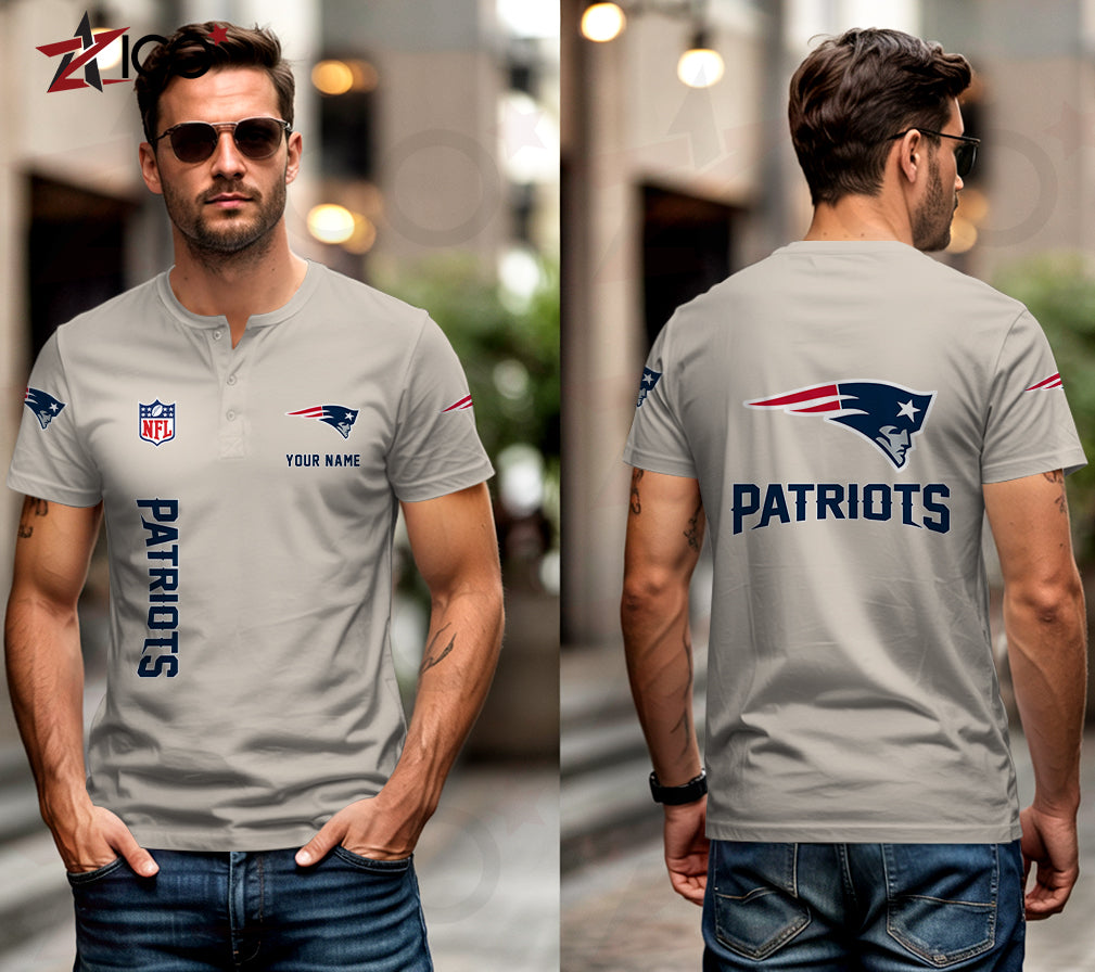 New England Patriots Henley Short Sleeve T-Shirt Trending 2025 AZTG2DHS000054