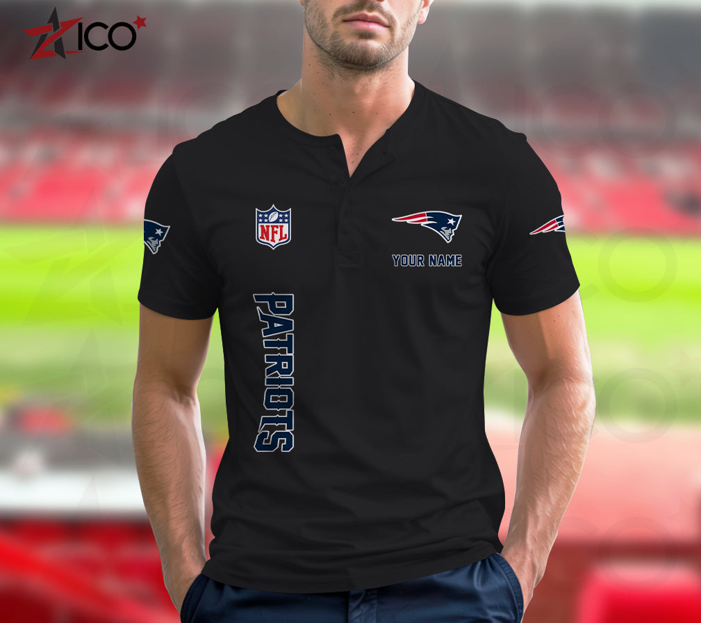 New England Patriots Henley Short Sleeve T-Shirt Trending 2025 AZTG2DHS000054