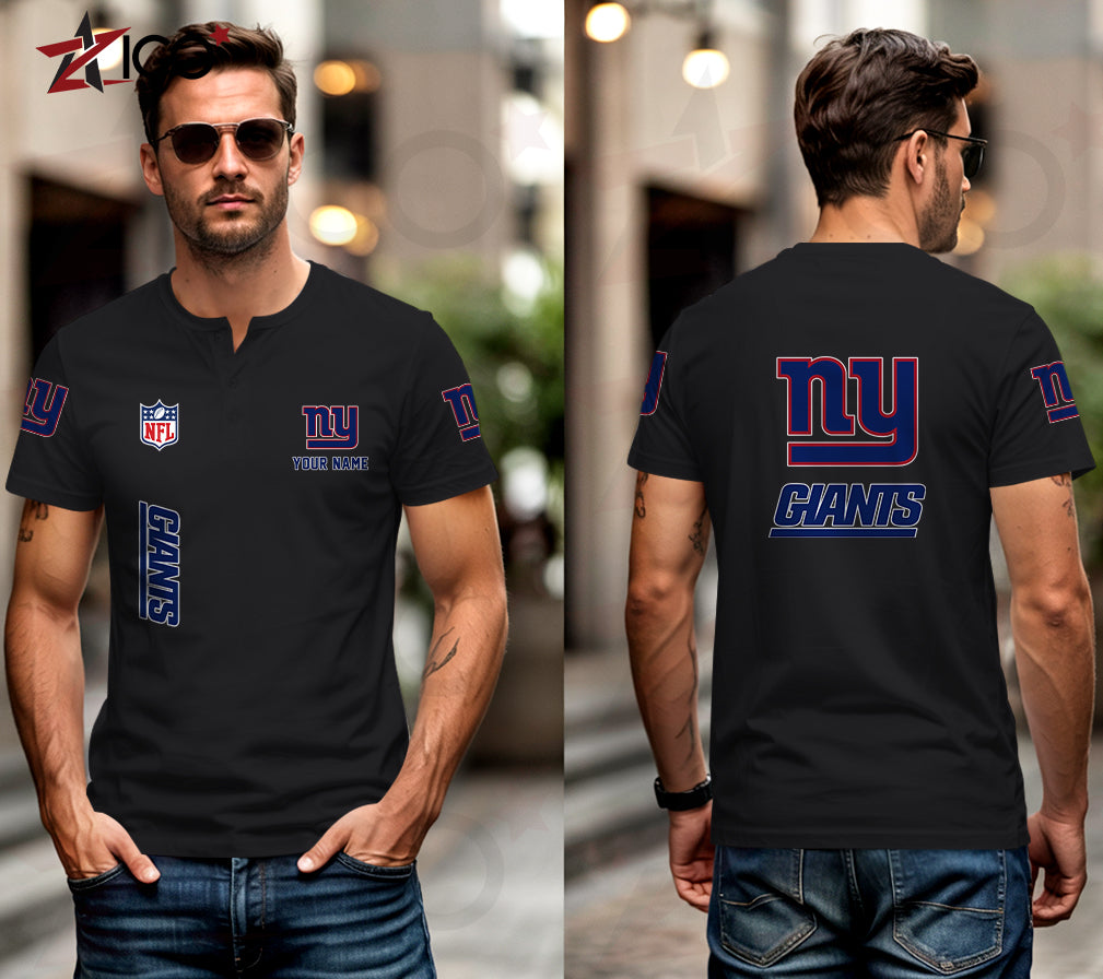 New York Giants Henley Short Sleeve T-Shirt Trending 2025 AZTG2DHS000056