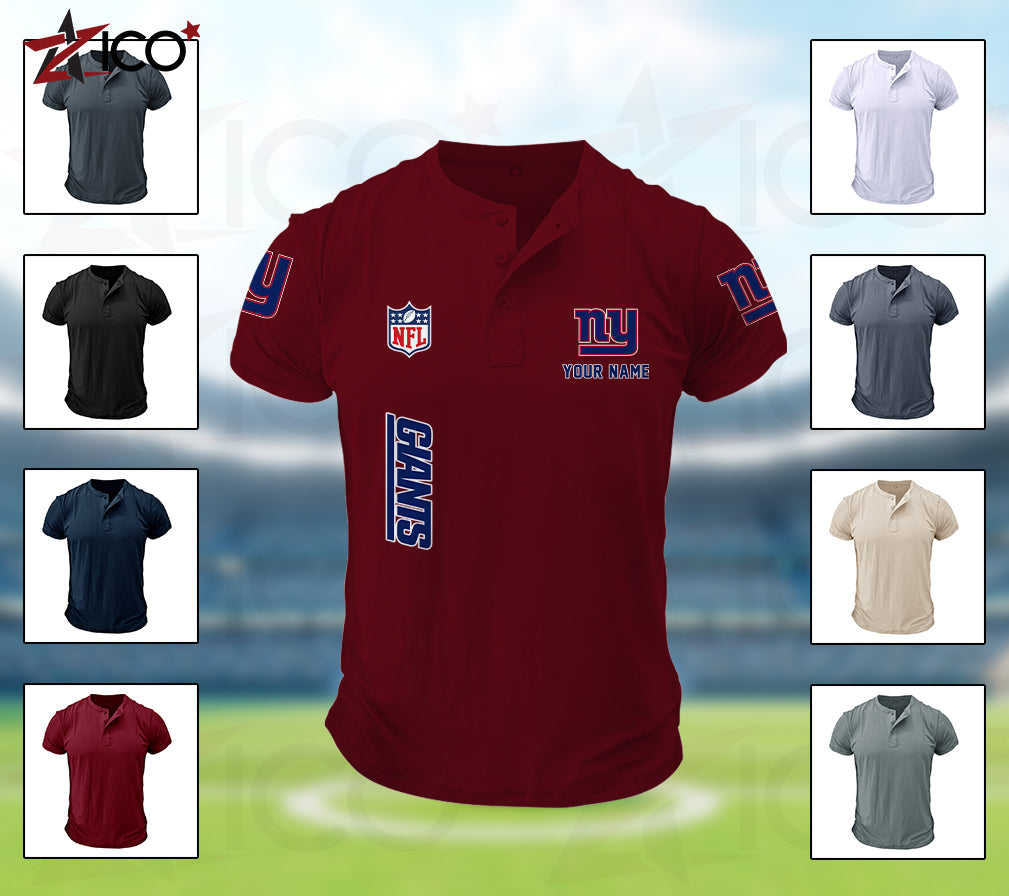 New York Giants Henley Short Sleeve T-Shirt Trending 2025 AZTG2DHS000056