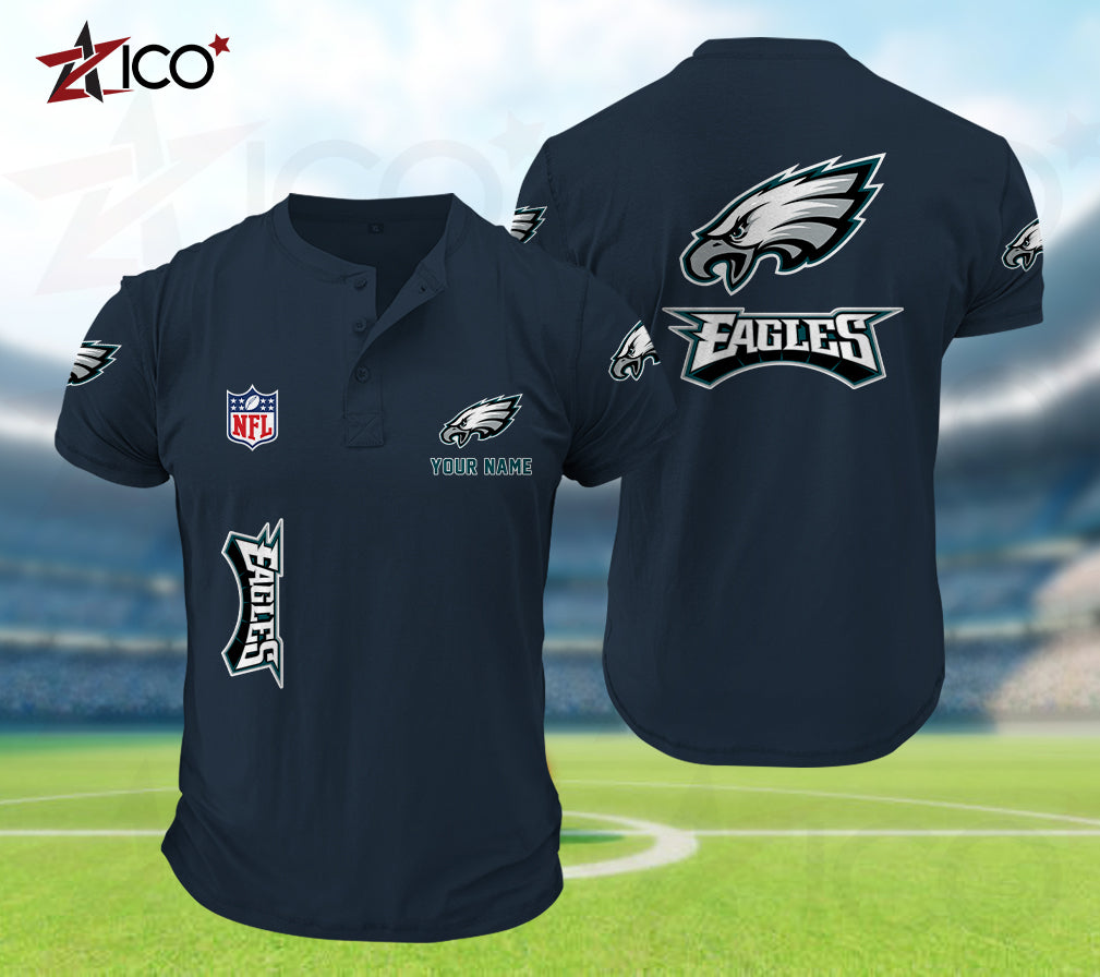 Philadelphia Eagles Henley Short Sleeve T-Shirt Trending 2025 AZTG2DHS000058