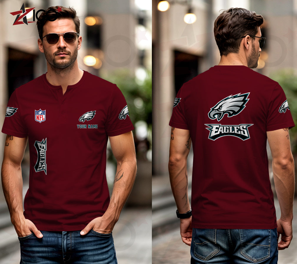 Philadelphia Eagles Henley Short Sleeve T-Shirt Trending 2025 AZTG2DHS000058