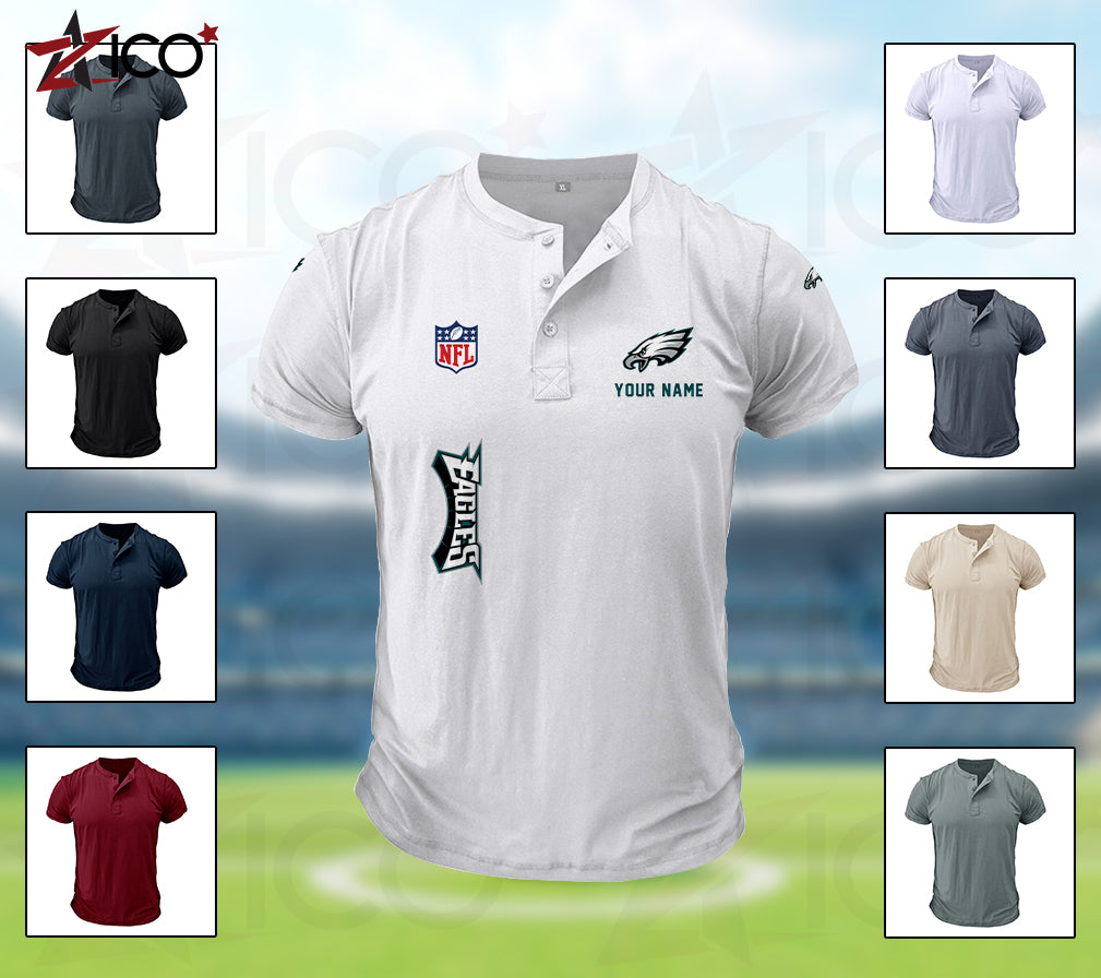 Philadelphia Eagles Henley Short Sleeve T-Shirt Trending 2025 AZTG2DHS000058