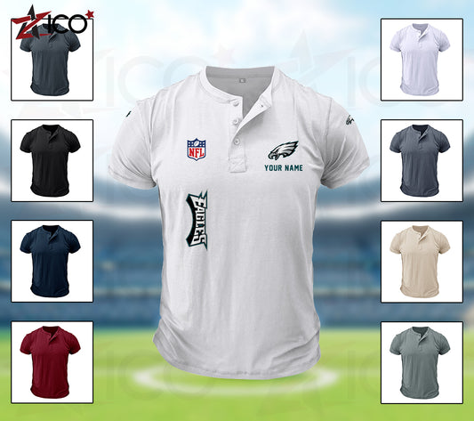 Philadelphia Eagles Henley Short Sleeve T-Shirt Trending 2025 AZTG2DHS000058