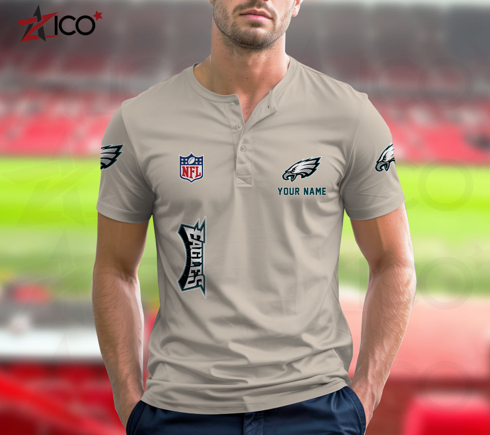 Philadelphia Eagles Henley Short Sleeve T-Shirt Trending 2025 AZTG2DHS000058