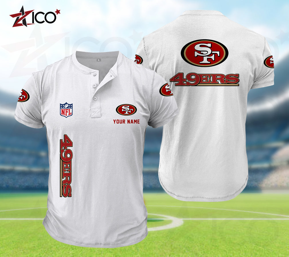 San Francisco 49ers Henley Short Sleeve T-Shirt Trending 2025 AZTG2DHS000060