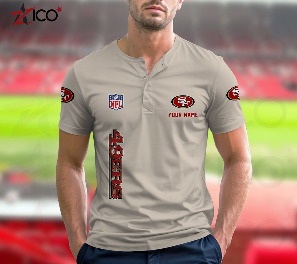 San Francisco 49ers Henley Short Sleeve T-Shirt Trending 2025 AZTG2DHS000060