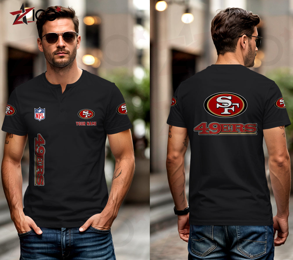 San Francisco 49ers Henley Short Sleeve T-Shirt Trending 2025 AZTG2DHS000060