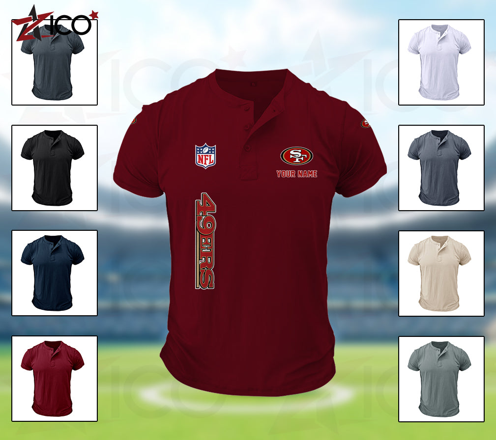 San Francisco 49ers Henley Short Sleeve T-Shirt Trending 2025 AZTG2DHS000060