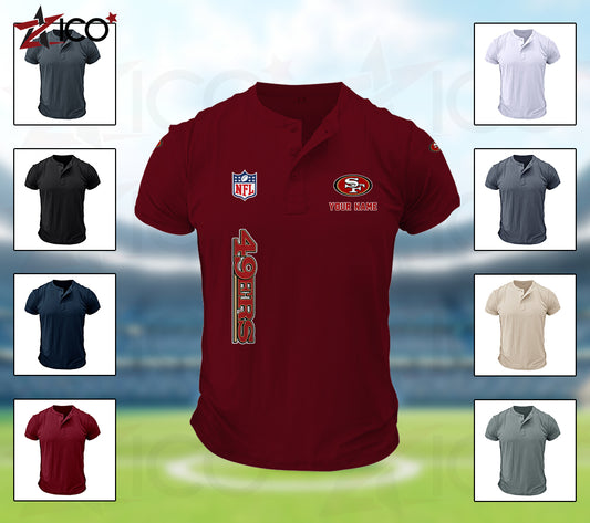 San Francisco 49ers Henley Short Sleeve T-Shirt Trending 2025 AZTG2DHS000060
