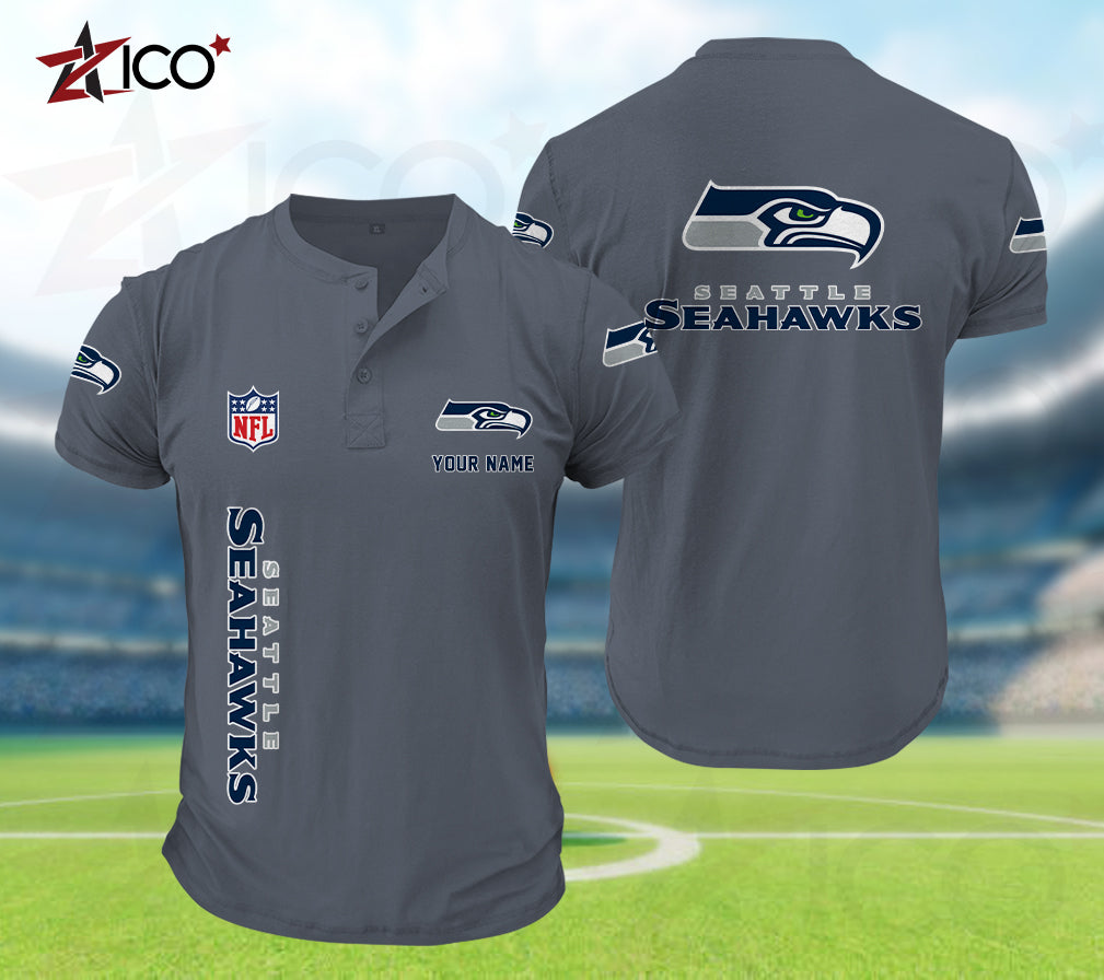 Seattle Seahawks Henley Short Sleeve T-Shirt Trending 2025 AZTG2DHS000061