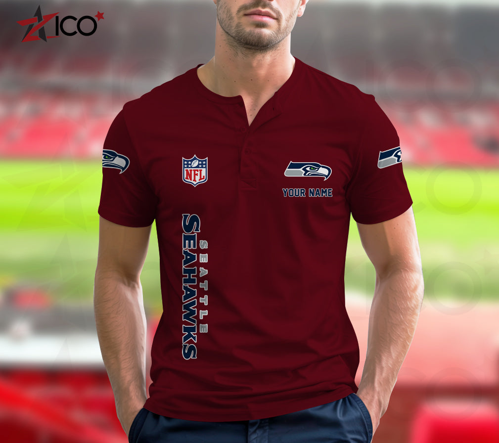 Seattle Seahawks Henley Short Sleeve T-Shirt Trending 2025 AZTG2DHS000061