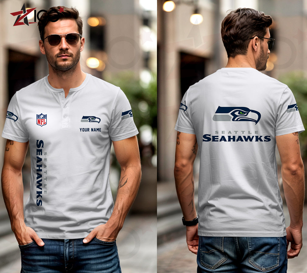 Seattle Seahawks Henley Short Sleeve T-Shirt Trending 2025 AZTG2DHS000061