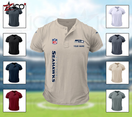 Seattle Seahawks Henley Short Sleeve T-Shirt Trending 2025 AZTG2DHS000061