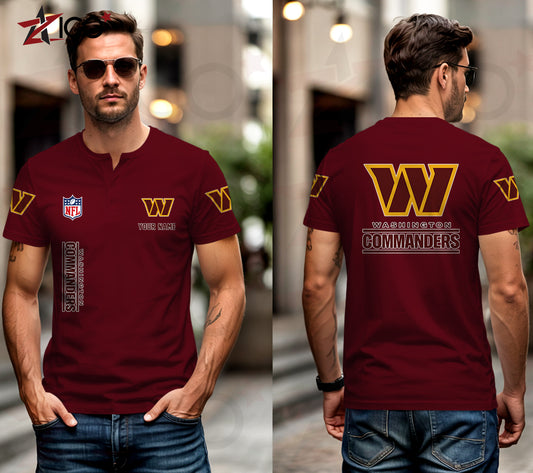 Washington Commanders Henley Short Sleeve T-Shirt Trending 2025 AZTG2DHS000064