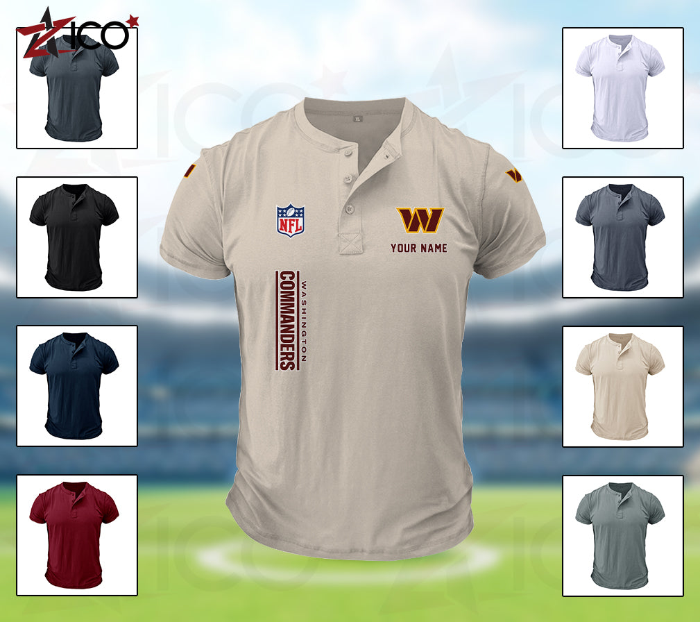 Washington Commanders Henley Short Sleeve T-Shirt Trending 2025 AZTG2DHS000064
