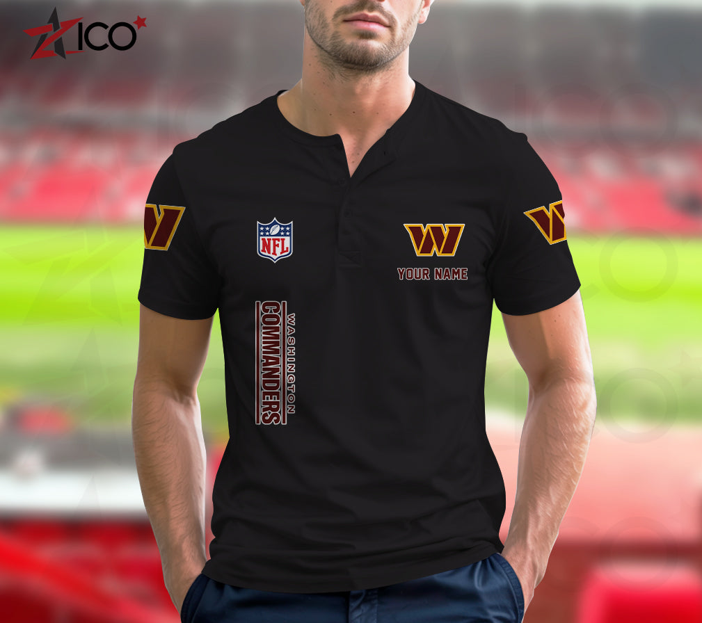 Washington Commanders Henley Short Sleeve T-Shirt Trending 2025 AZTG2DHS000064