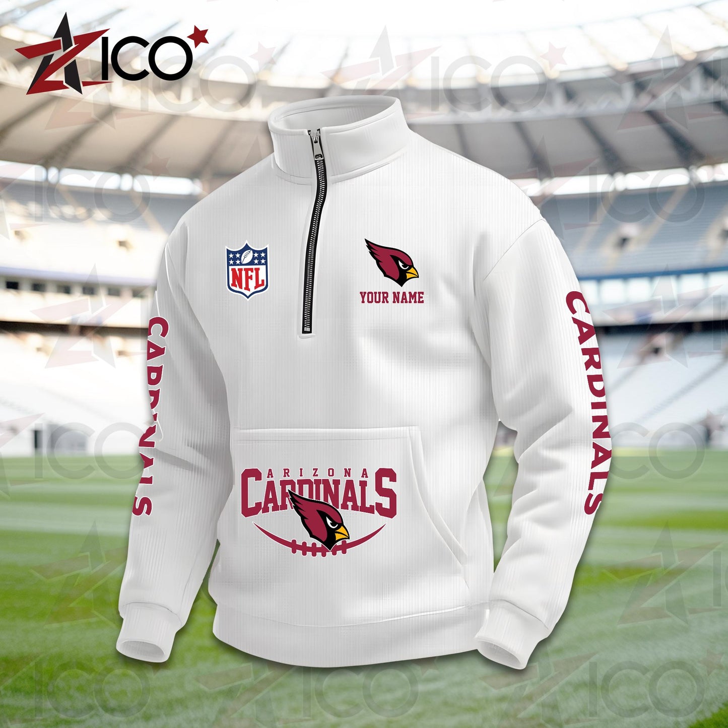 Arizona Cardinals High Neck Half Zip Pocket Sweatshirt New Trending AZTG2DPS000033