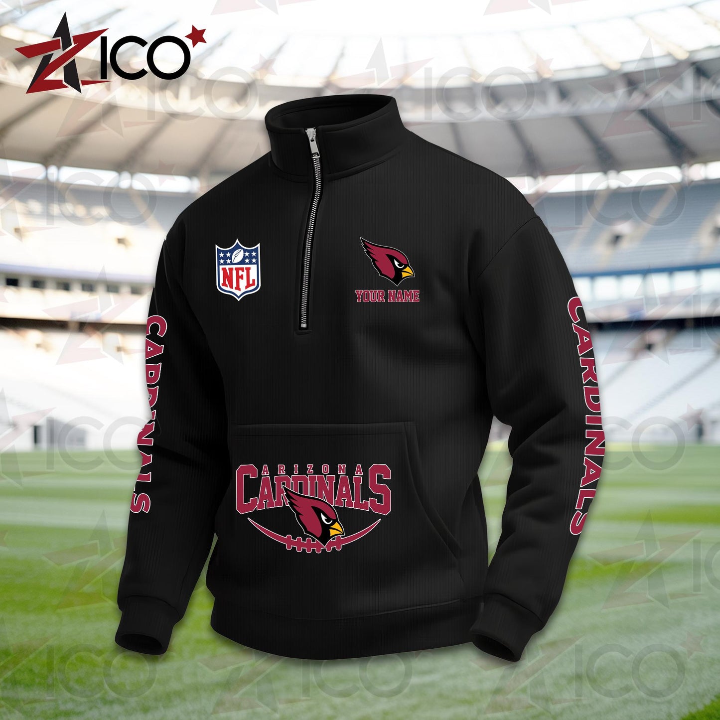 Arizona Cardinals High Neck Half Zip Pocket Sweatshirt New Trending AZTG2DPS000033