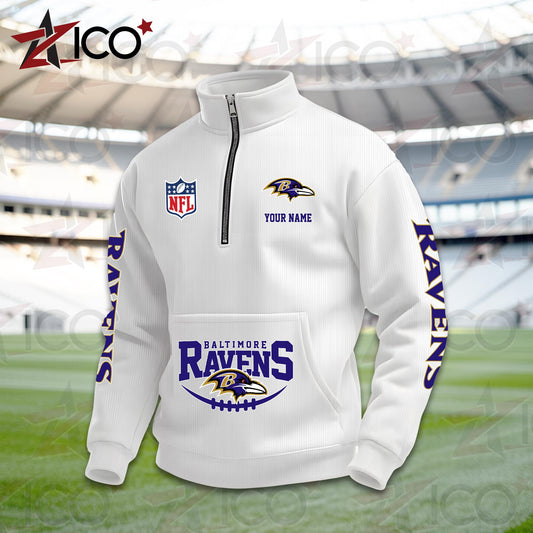 Baltimore Ravens High Neck Half Zip Pocket Sweatshirt New Trending AZTG2DPS000035