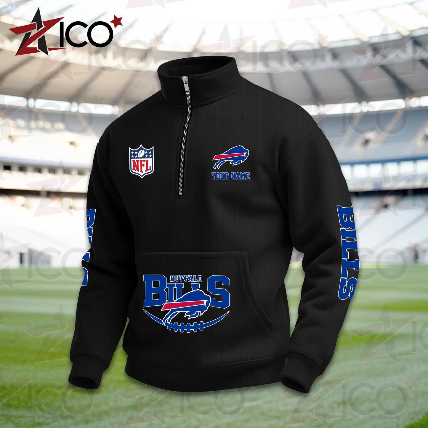 Buffalo Bills High Neck Half Zip Pocket Sweatshirt New Trending AZTG2DPS000036