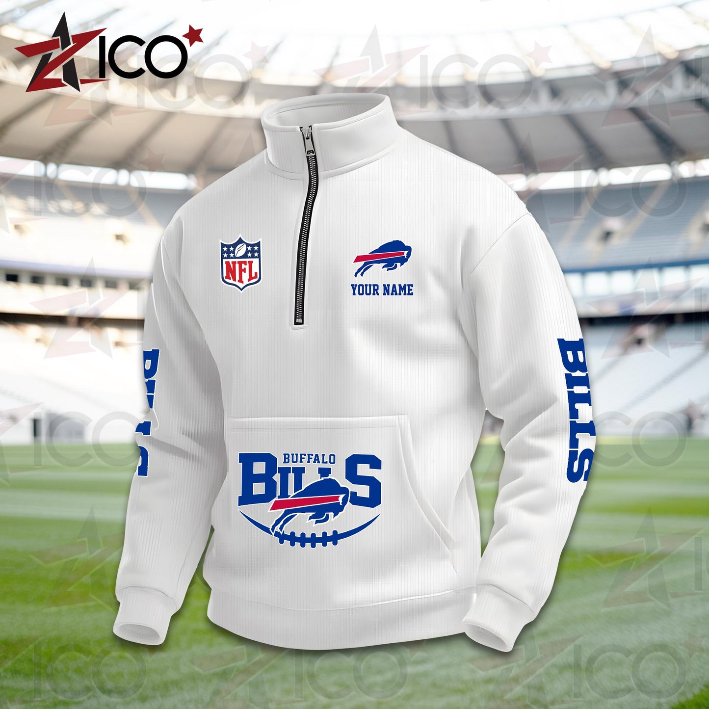 Buffalo Bills High Neck Half Zip Pocket Sweatshirt New Trending AZTG2DPS000036