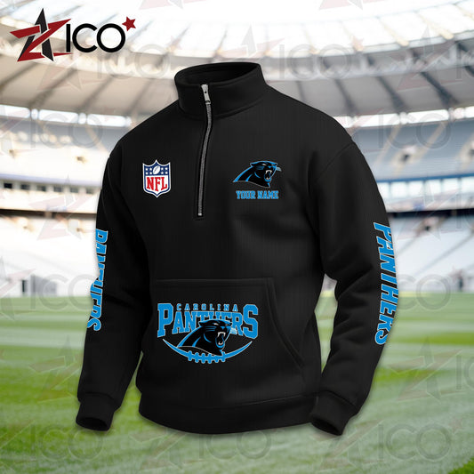 Carolina Panthers High Neck Half Zip Pocket Sweatshirt New Trending AZTG2DPS000037