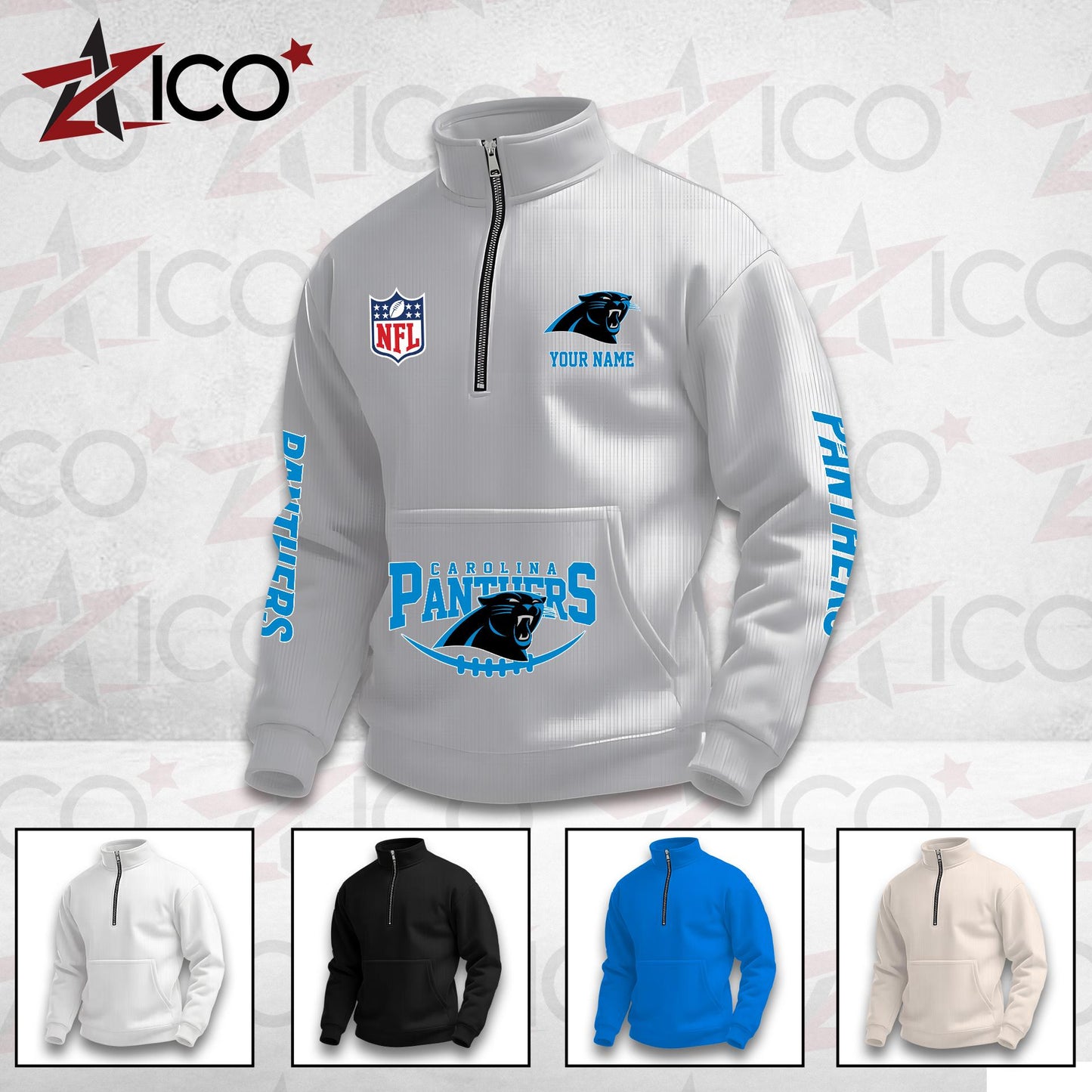 Carolina Panthers High Neck Half Zip Pocket Sweatshirt New Trending AZTG2DPS000037