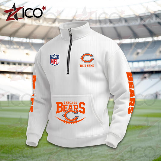 Chicago Bears High Neck Half Zip Pocket Sweatshirt New Trending AZTG2DPS000038