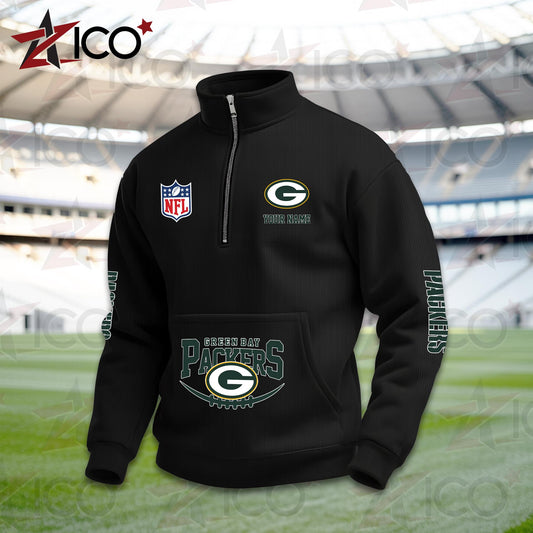 Green Bay Packers High Neck Half Zip Pocket Sweatshirt New Trending AZTG2DPS000044