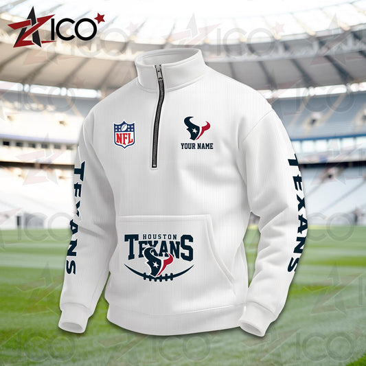 Houston Texans High Neck Half Zip Pocket Sweatshirt New Trending AZTG2DPS000045