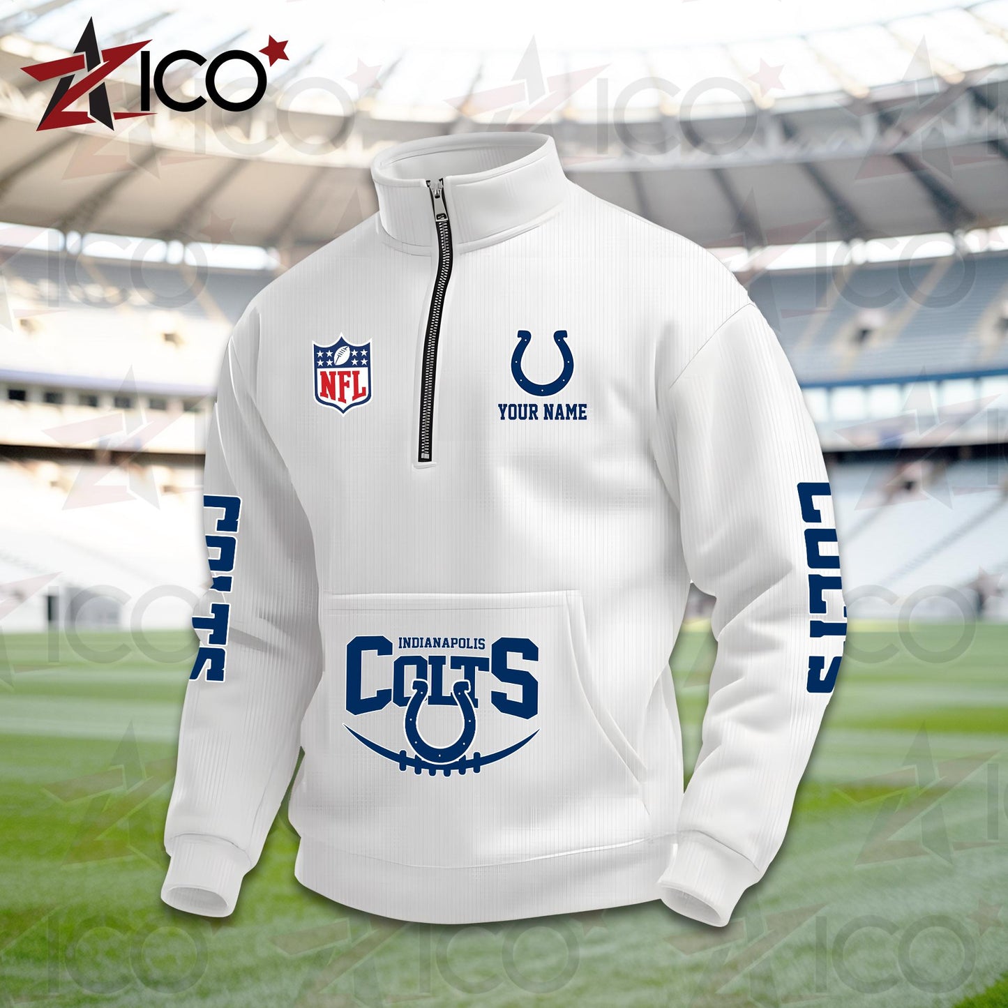 Indianapolis Colts High Neck Half Zip Pocket Sweatshirt New Trending AZTG2DPS000046