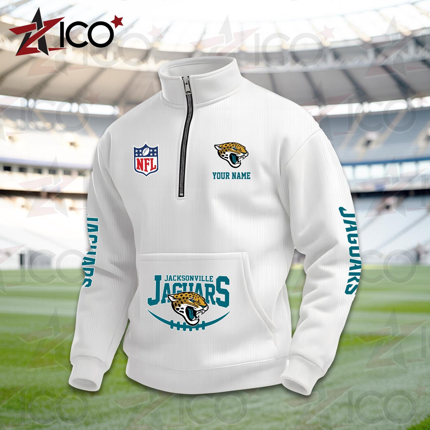 Jacksonville Jaguars High Neck Half Zip Pocket Sweatshirt New Trending AZTG2DPS000047