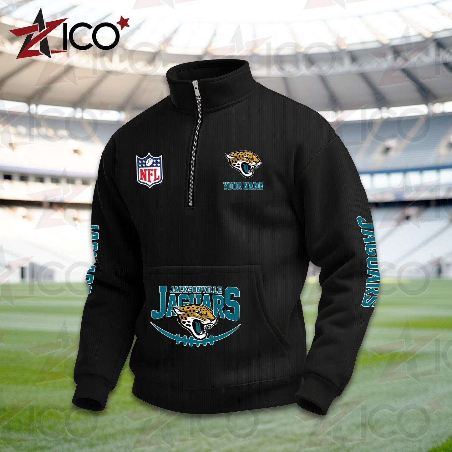 Jacksonville Jaguars High Neck Half Zip Pocket Sweatshirt New Trending AZTG2DPS000047