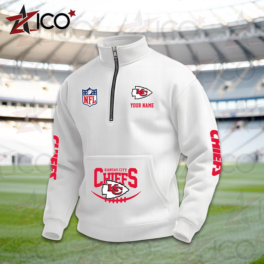 Kansas City Chiefs High Neck Half Zip Pocket Sweatshirt New Trending AZTG2DPS000048