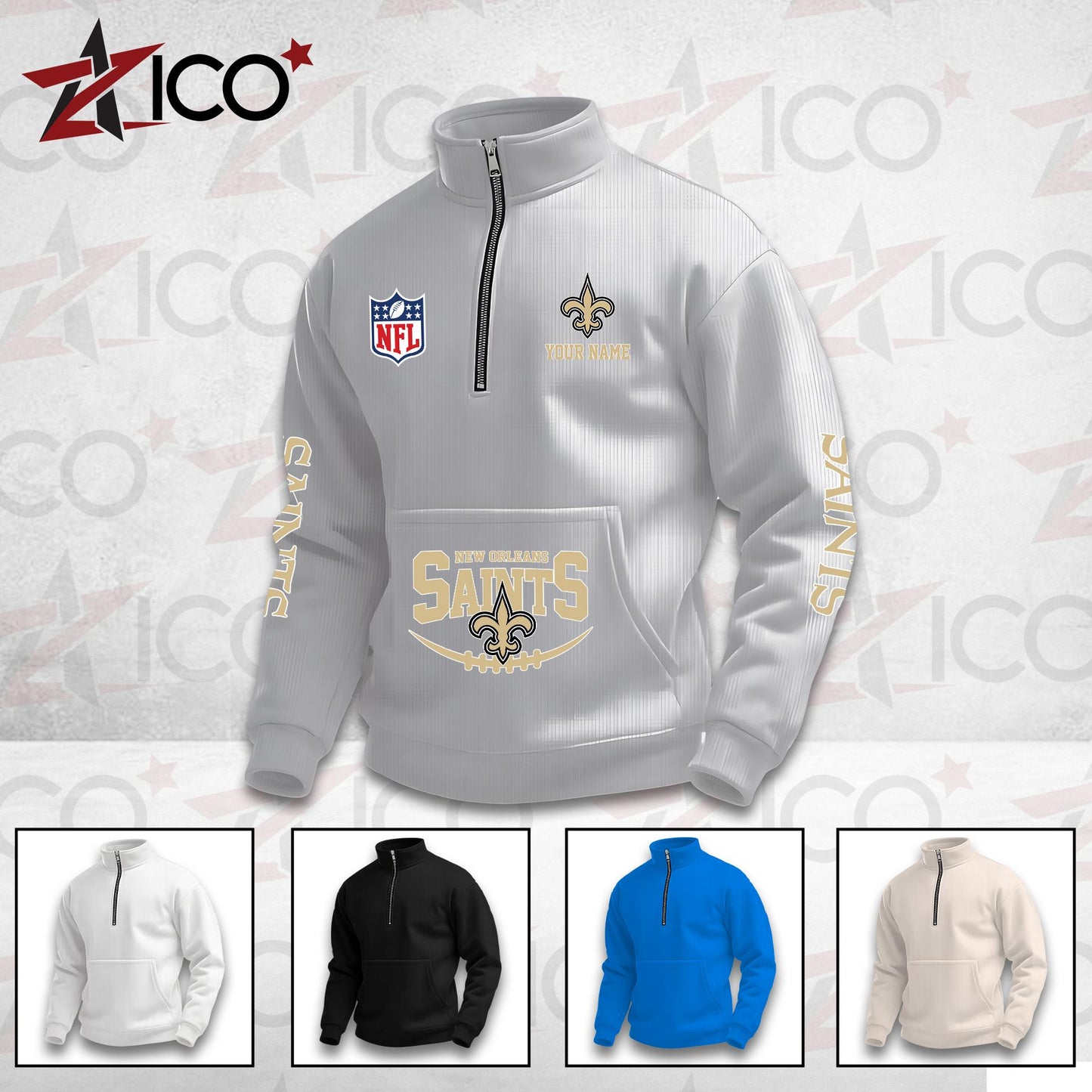 New Orleans Saints High Neck Half Zip Pocket Sweatshirt New Trending AZTG2DPS000055