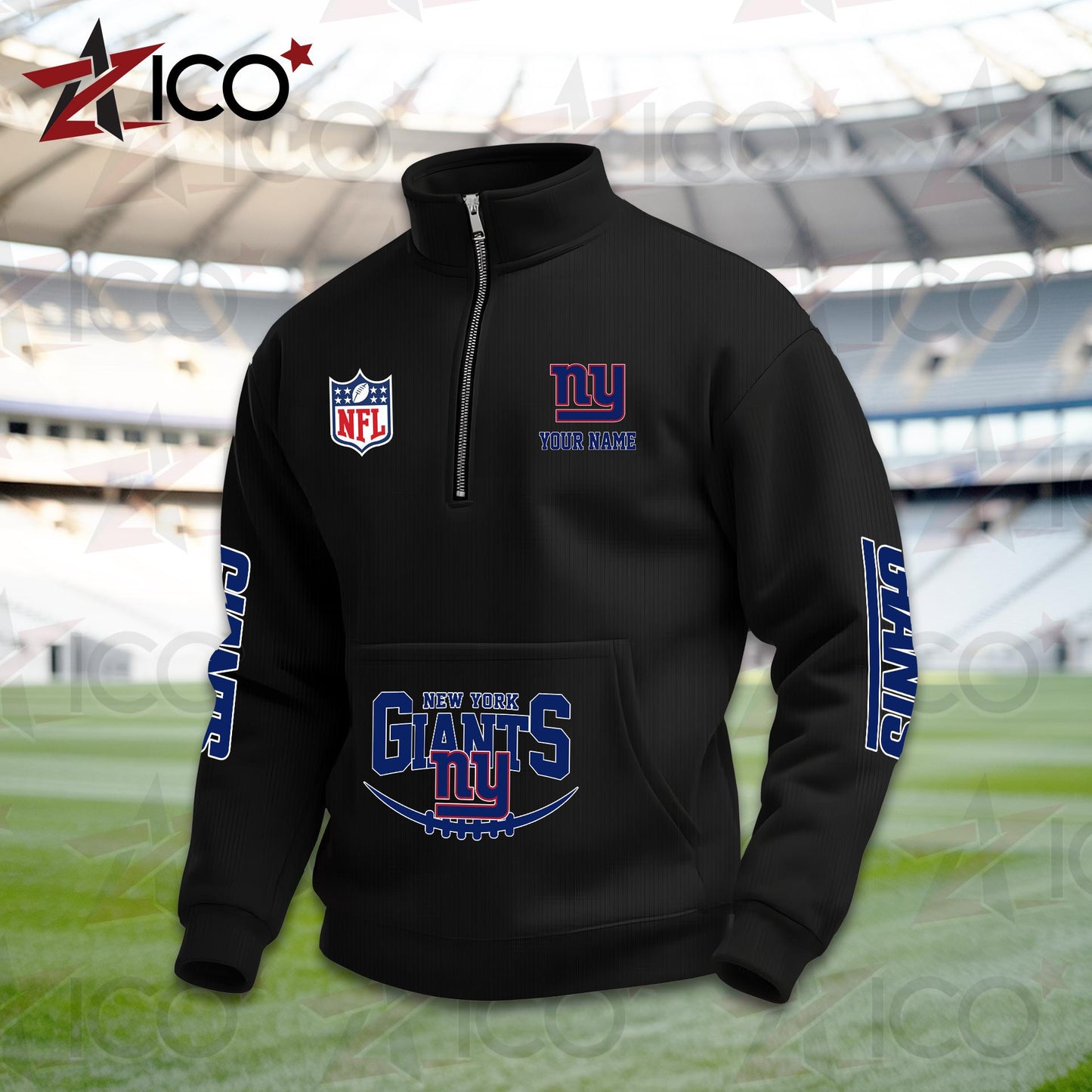 New York Giants High Neck Half Zip Pocket Sweatshirt New Trending AZTG2DPS000056