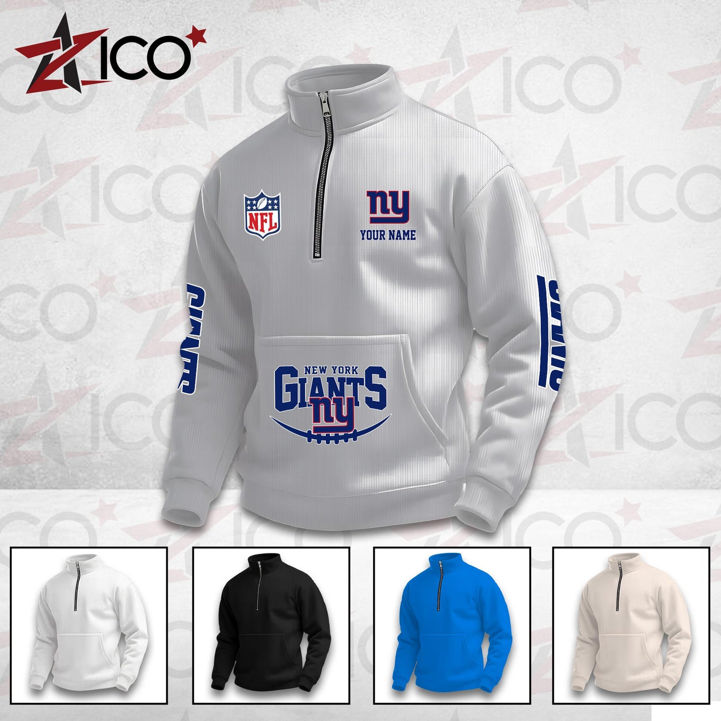 New York Giants High Neck Half Zip Pocket Sweatshirt New Trending AZTG2DPS000056