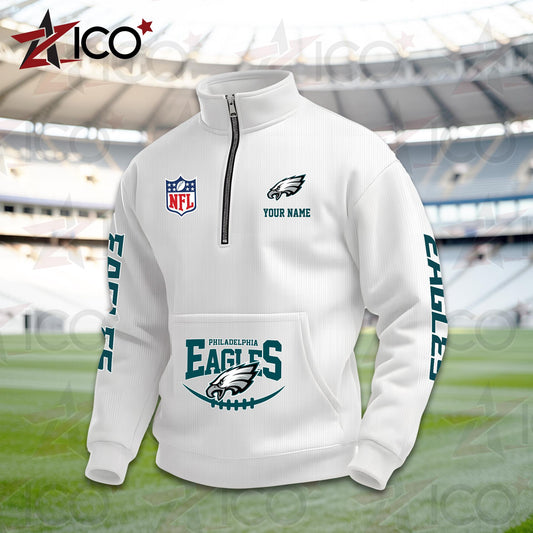 Philadelphia Eagles High Neck Half Zip Pocket Sweatshirt New Trending AZTG2DPS000058