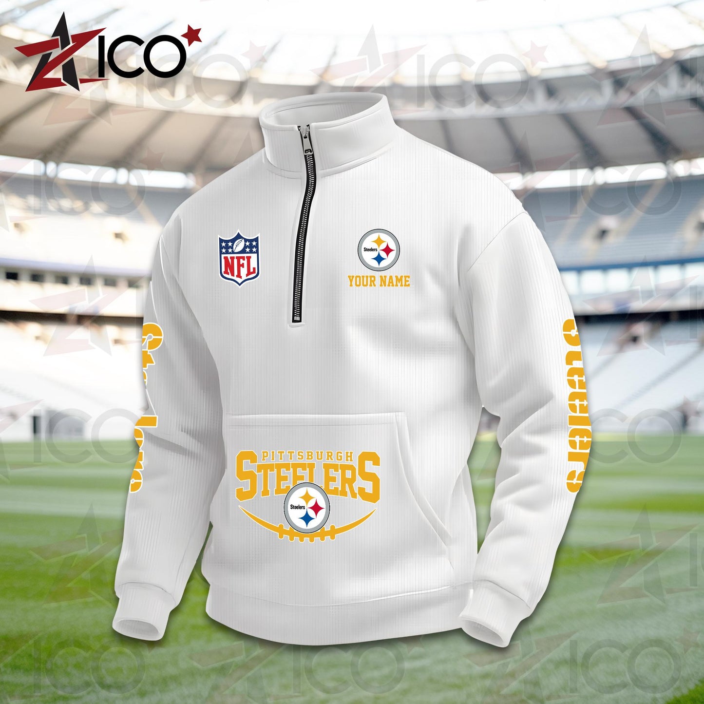 Pittsburgh Steelers High Neck Half Zip Pocket Sweatshirt New Trending AZTG2DPS000059